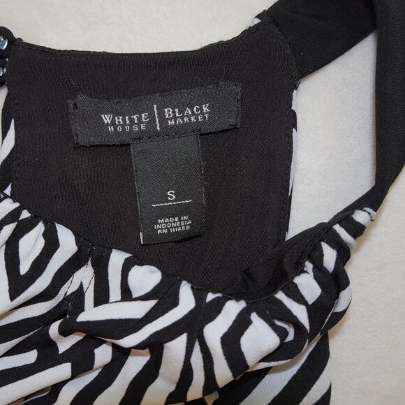 Women's Size Small White House Black Market Halter Neck Keyhole A-Line Dress - Picture 4 of 9